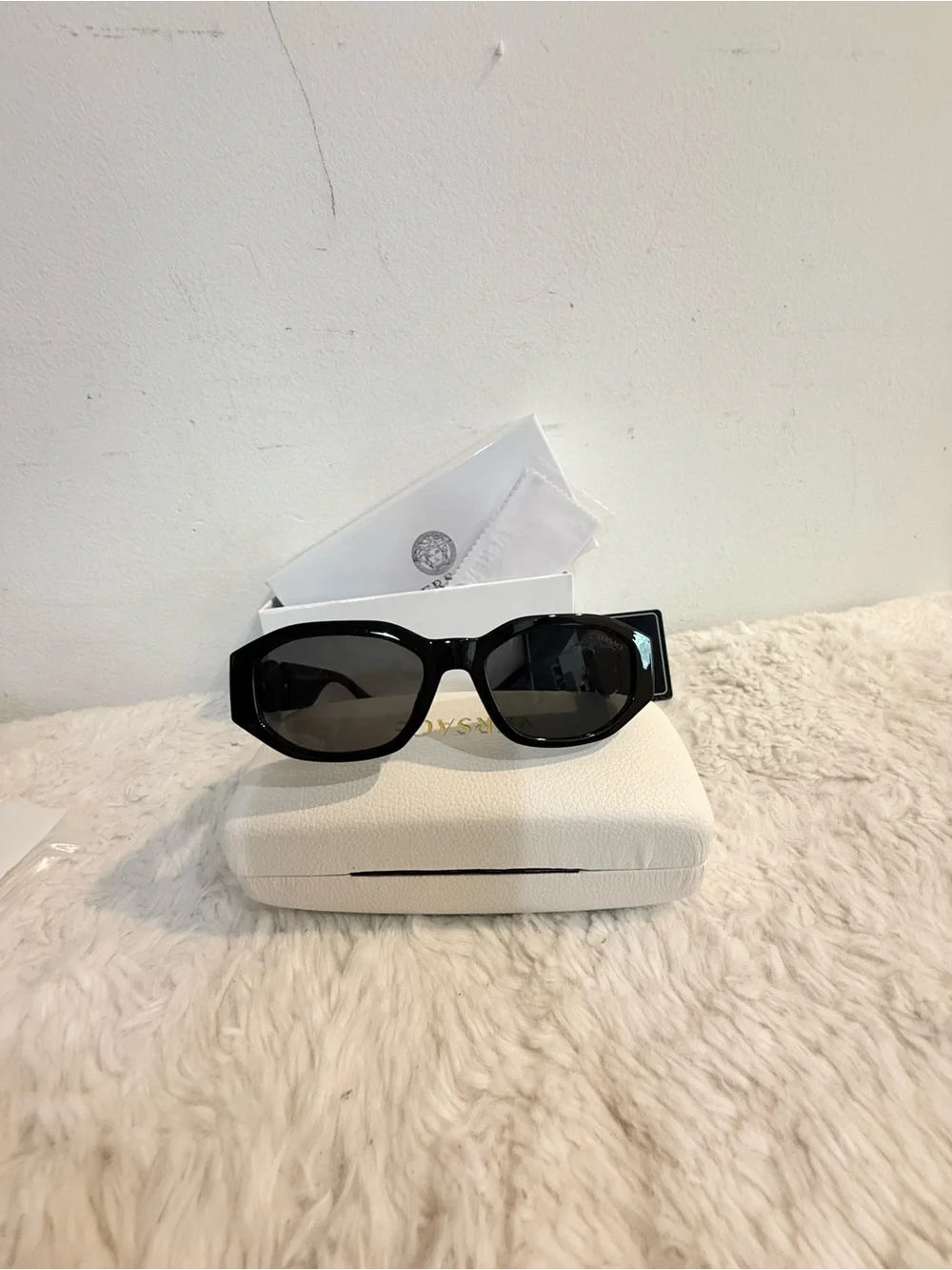Versace Black Sunglasses with Gold Medallion Detail